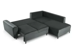 Cosmopolitan Design - Sofá convertível de canto direito com caixa de arrumação "Kyoto" 5 lugares em veludo cinza escuro - 243x194x88cm^ Sofá