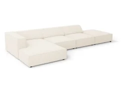 Cosmopolitan Design - Sofá de canto esquerdo "Arendal" 5 lugares em tecido chenille claro - 341x166x70cm^ Sofá