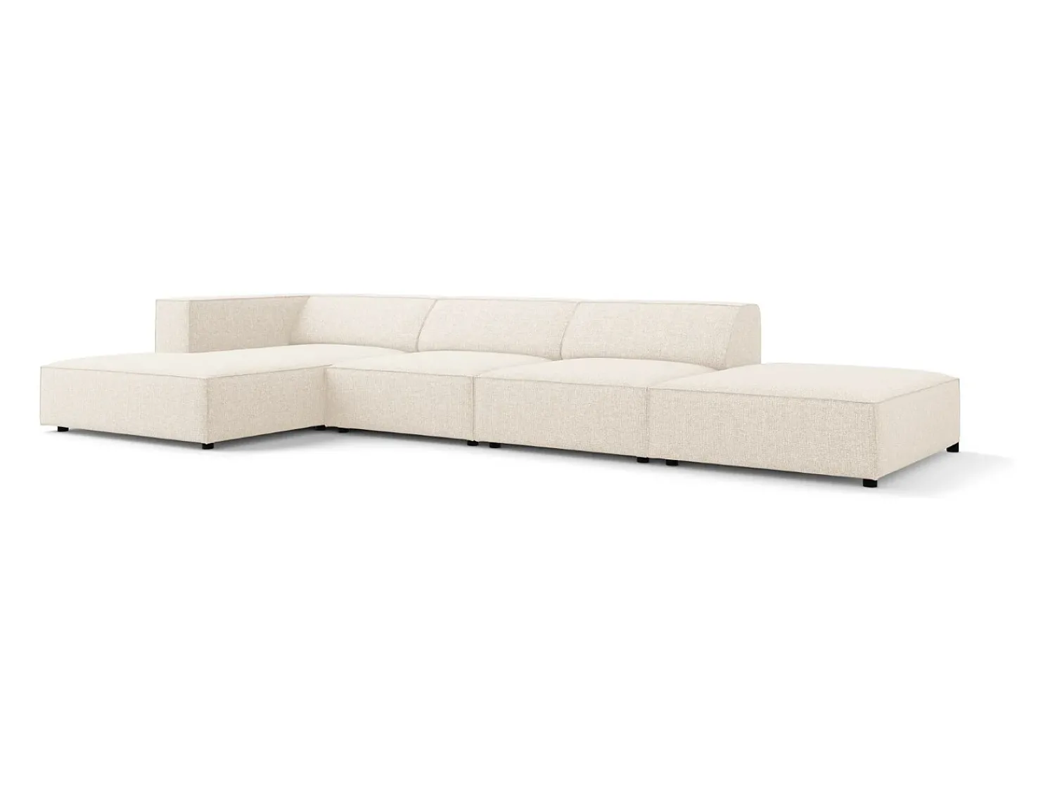 Cosmopolitan Design - Sofá de canto esquerdo "Arendal" 5 lugares em tecido chenille claro - 341x166x70cm^ Sofá