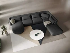 Online Cosmopolitan Design - Sofá de canto direito panorâmico "Tulum" 6 lugares em veludo cinza - 330x255x70cm Cinzento
