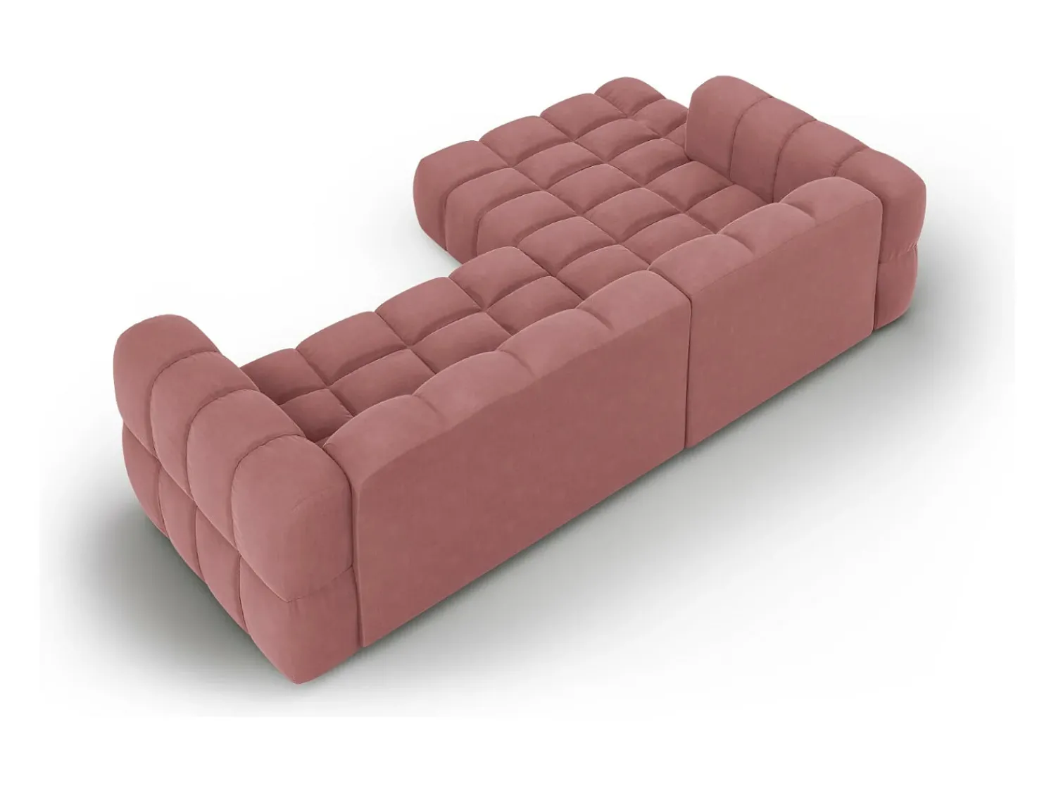 Sofá*Cosmopolitan Design - Sofá modular de canto esquerdo "Sky" 4 lugares em veludo salmão - 272x162x75cm Rosa claro