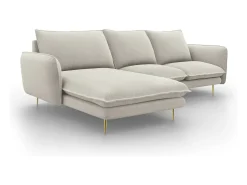 Cosmopolitan Design - Sofá de canto esquerdo "Vienna" 5 lugares em tecido estrutural claro - 255x170x95cm^ Sofá