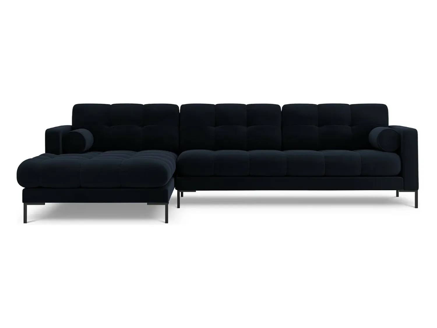 Sofá|Cosmopolitan Design - Sofá de canto esquerdo "Bali" 5 lugares em veludo - 293x185x75cm Azul escuro