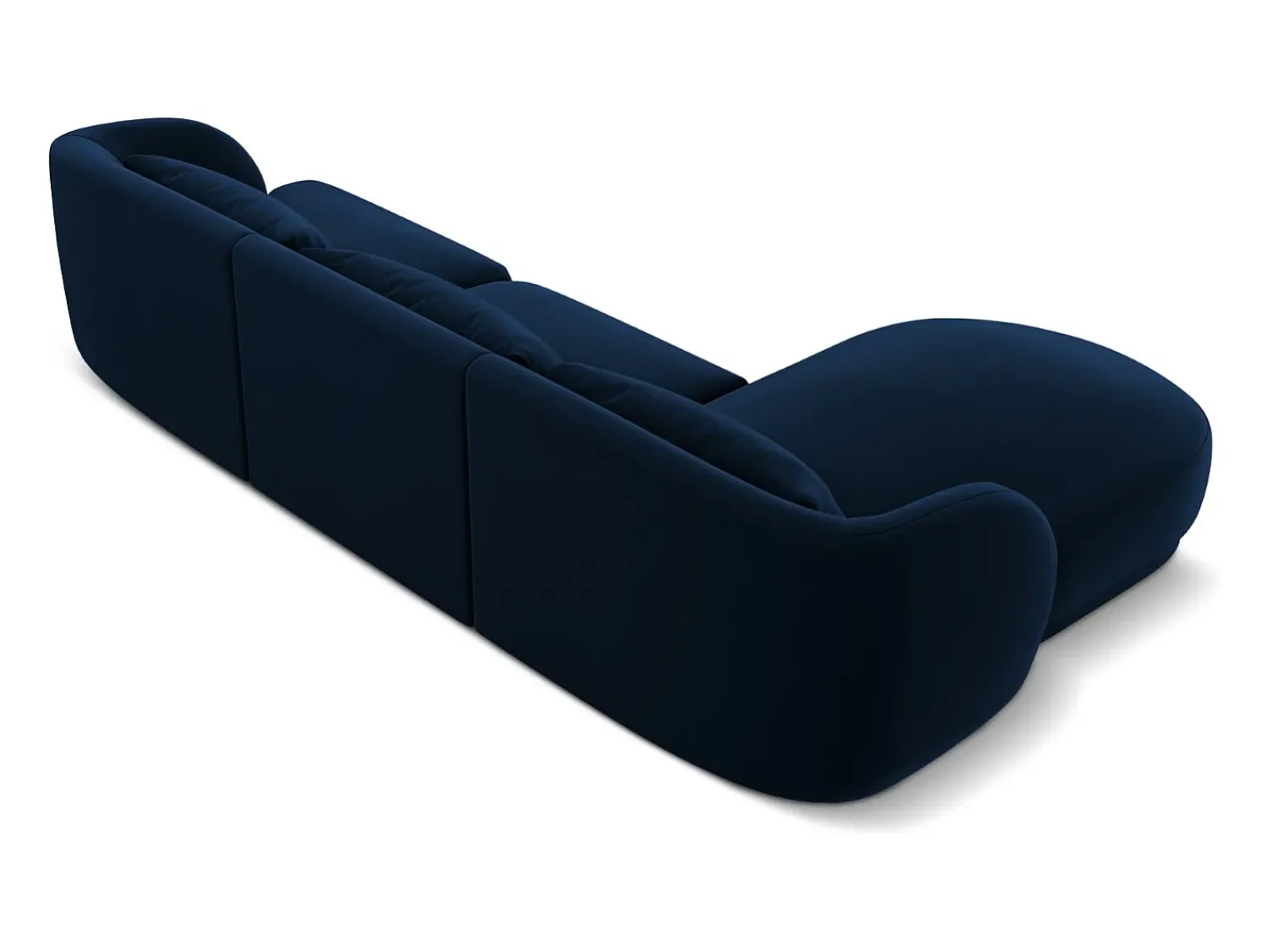 Sofá|Cosmopolitan Design - Sofá de canto esquerdo "Tulum" 4 lugares em veludo azul real - 255x156x70cm Azul escuro