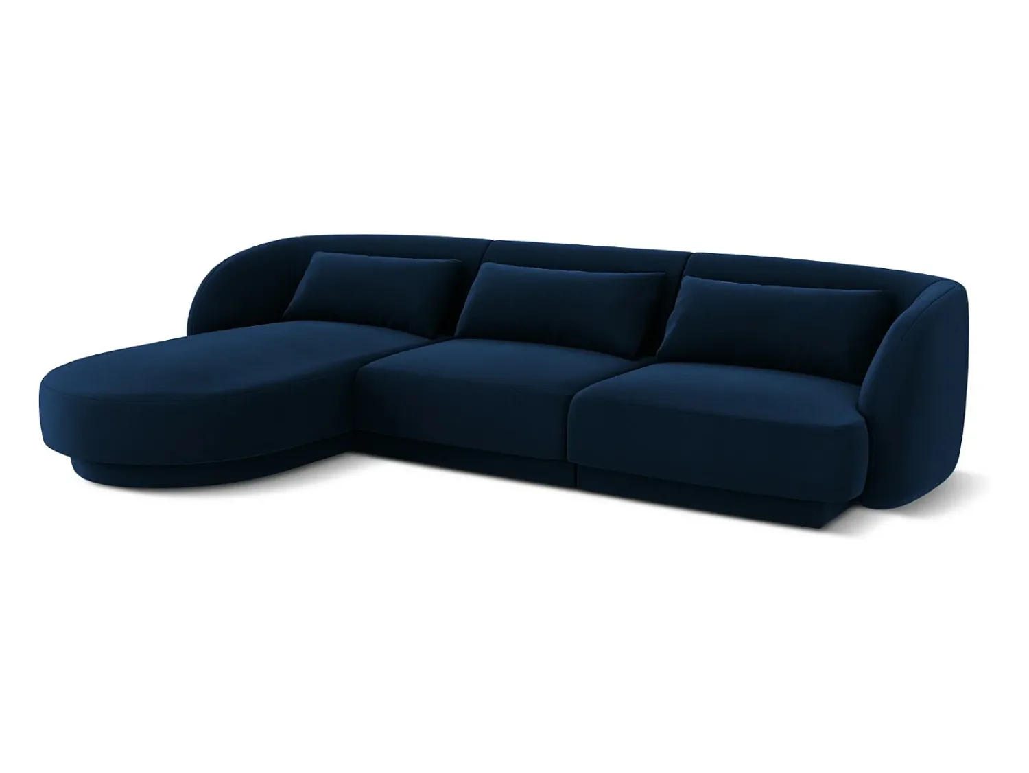 Sofá|Cosmopolitan Design - Sofá de canto esquerdo "Tulum" 4 lugares em veludo azul real - 255x156x70cm Azul escuro