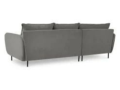 Cosmopolitan Design - Sofá de canto esquerdo "Vienna" 5 lugares em veludo cinza claro - 255x170x95cm^ Sofá