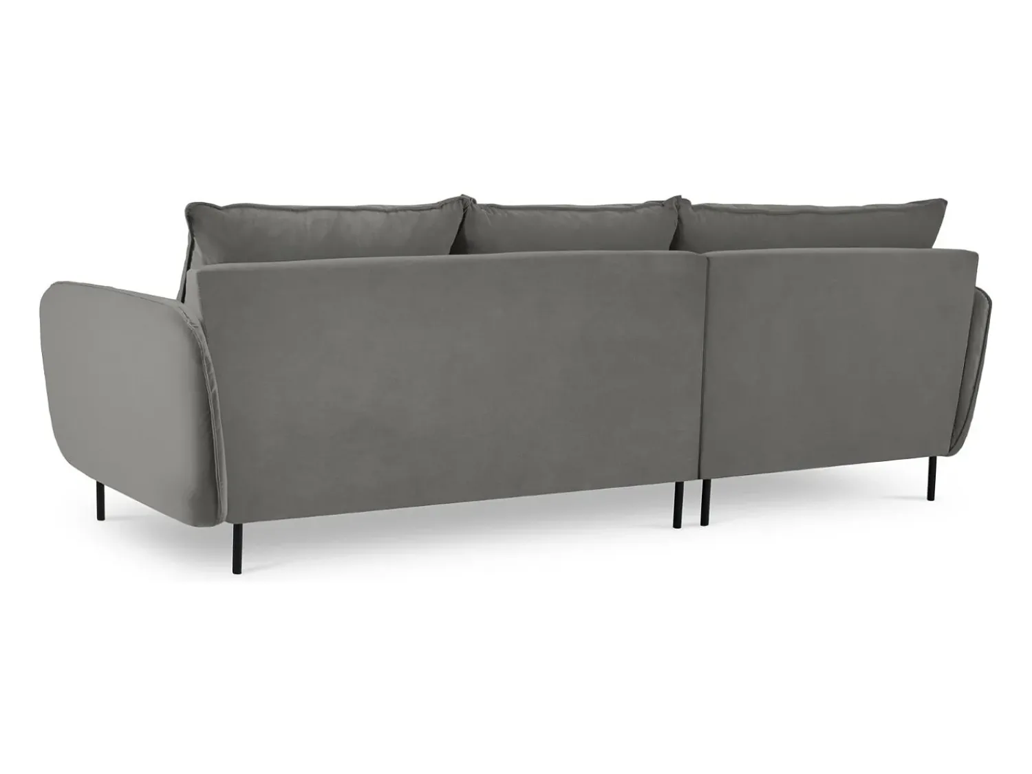 Cosmopolitan Design - Sofá de canto esquerdo "Vienna" 5 lugares em veludo cinza claro - 255x170x95cm^ Sofá