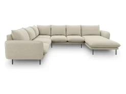 Sofá|Cosmopolitan Design - Sofá de canto panorâmico à esquerda "Vienna" 7 lugares em tecido estrutural - 330x235x95cm Bege