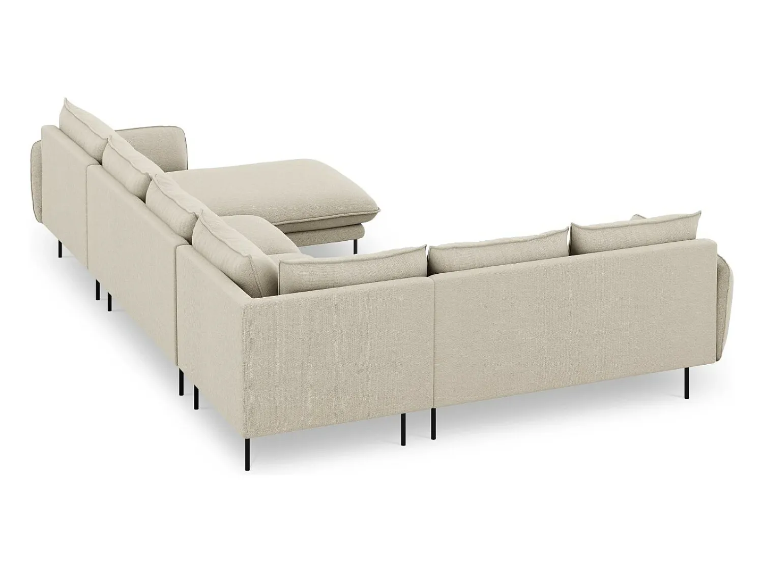 Sofá|Cosmopolitan Design - Sofá de canto panorâmico à esquerda "Vienna" 7 lugares em tecido estrutural - 330x235x95cm Bege