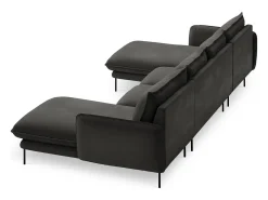 Sofá|Cosmopolitan Design - Sofá panorâmico "Vienna" 6 lugares em veludo cinza escuro - 350x170x95cm Cinza antracite