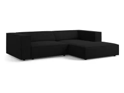 Sofá|Cosmopolitan Design - Sofá de canto direito "Arendal" 3 lugares em tecido chenille com efeito canelado - 224x166x70cm Preto
