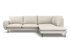 Hot Cosmopolitan Design - Sofá de canto direito "Vienna" 6 lugares em tecido estrutural claro - 275x185x95cm Bege