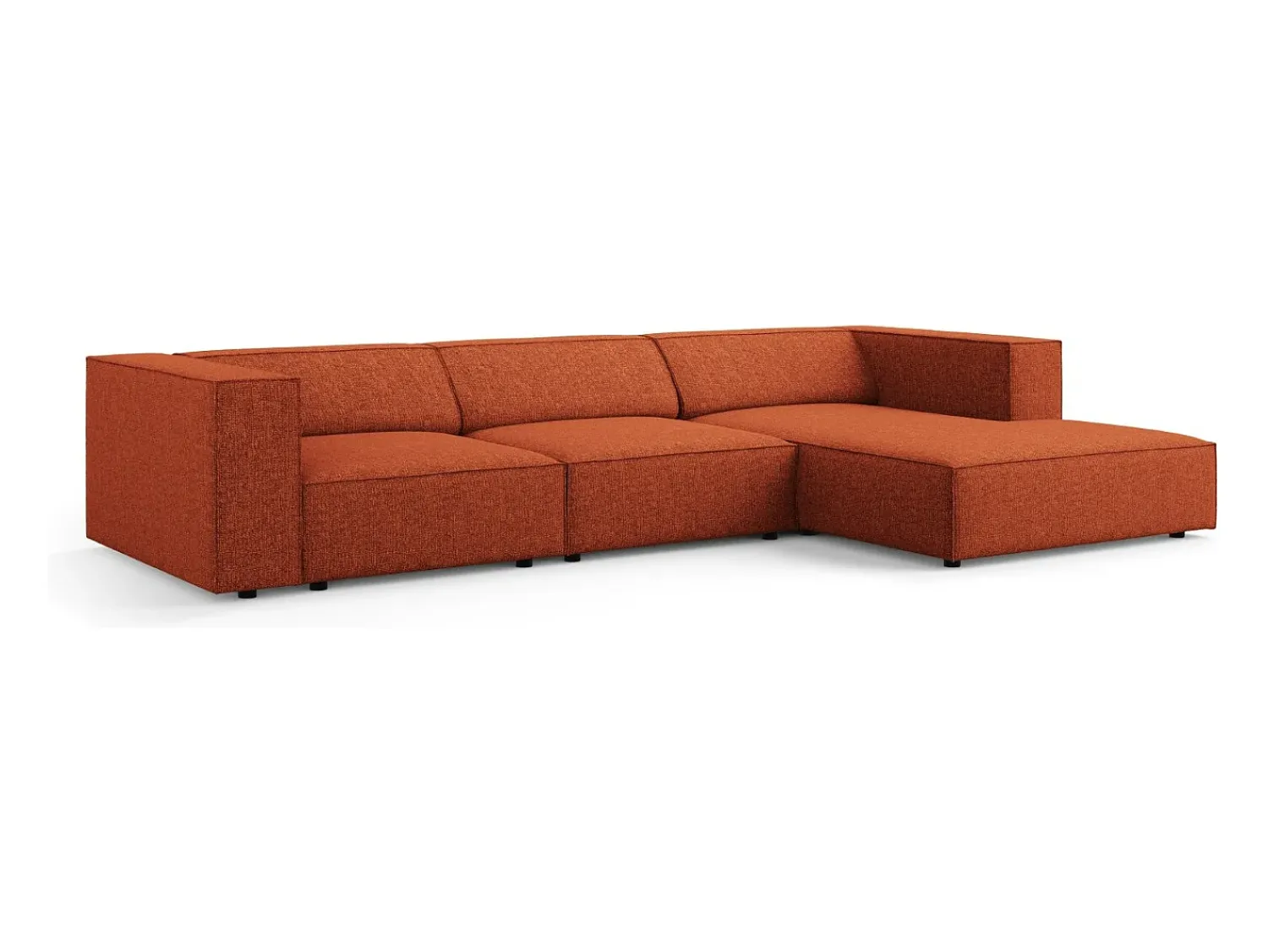 Sofá|Cosmopolitan Design - Sofá de canto direito "Arendal" 4 lugares em tecido chenille - 284x166x70cm Terracota