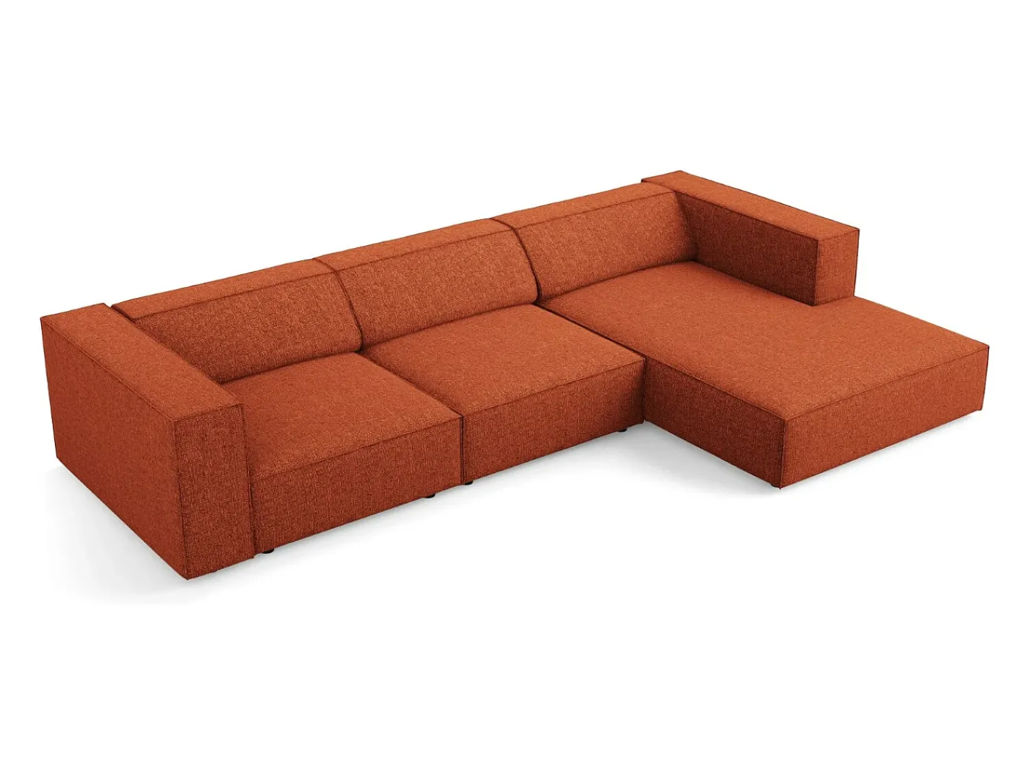 Sofá|Cosmopolitan Design - Sofá de canto direito "Arendal" 4 lugares em tecido chenille - 284x166x70cm Terracota