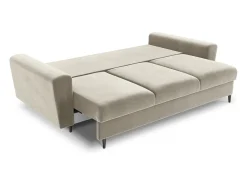 Cosmopolitan Design - Sofá-cama com compartimento de arrumação "Kyoto" 3 lugares em veludo claro - 235x100x88cm^ Sofá