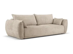 Discount Cosmopolitan Design - Sofá-cama com compartimento de arrumação "Matera" 3 lugares em tecido chenille - 240x108x86cm Bege