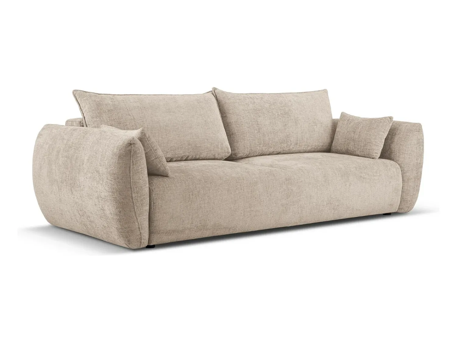 Discount Cosmopolitan Design - Sofá-cama com compartimento de arrumação "Matera" 3 lugares em tecido chenille - 240x108x86cm Bege