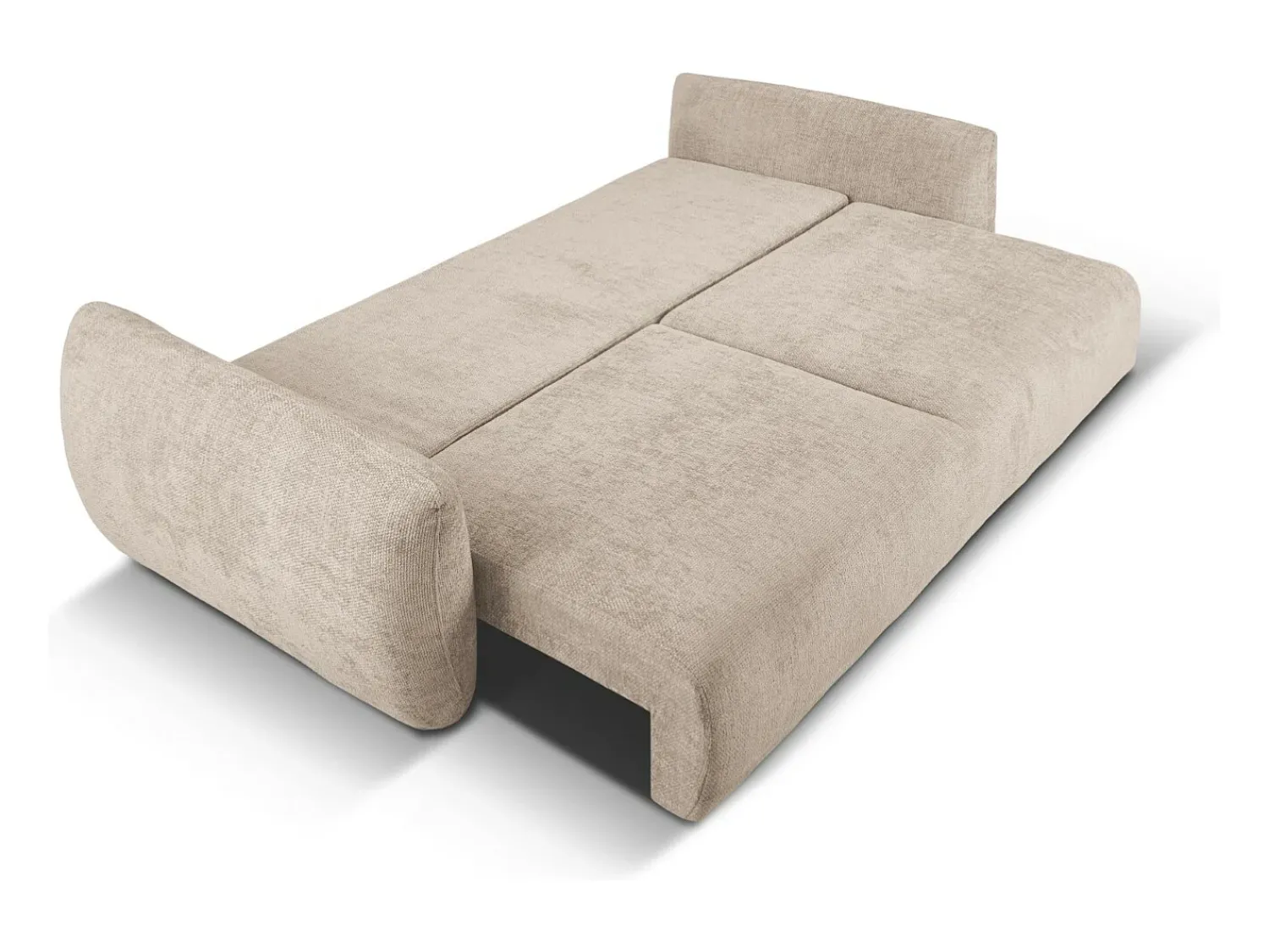 Discount Cosmopolitan Design - Sofá-cama com compartimento de arrumação "Matera" 3 lugares em tecido chenille - 240x108x86cm Bege