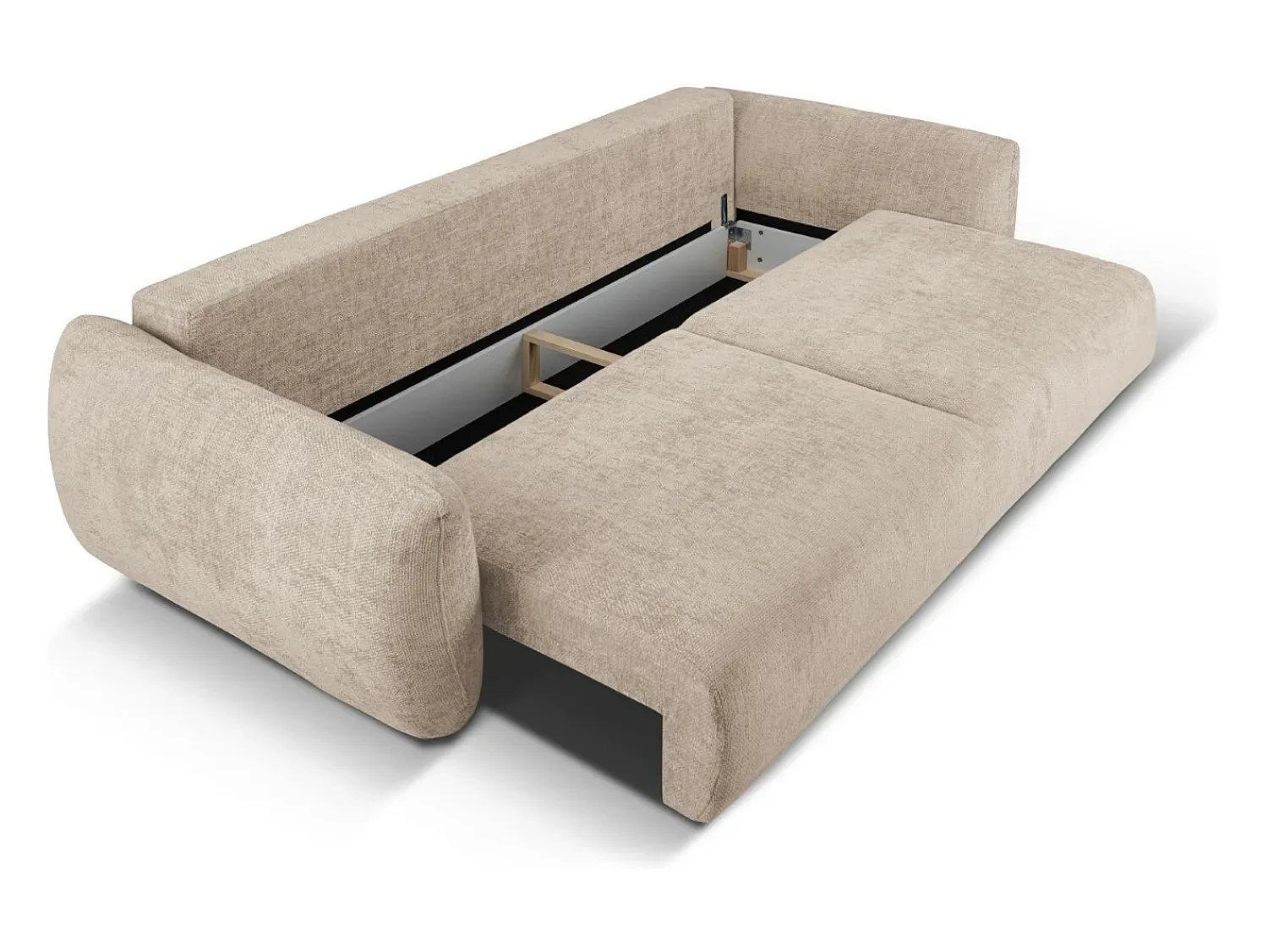Discount Cosmopolitan Design - Sofá-cama com compartimento de arrumação "Matera" 3 lugares em tecido chenille - 240x108x86cm Bege