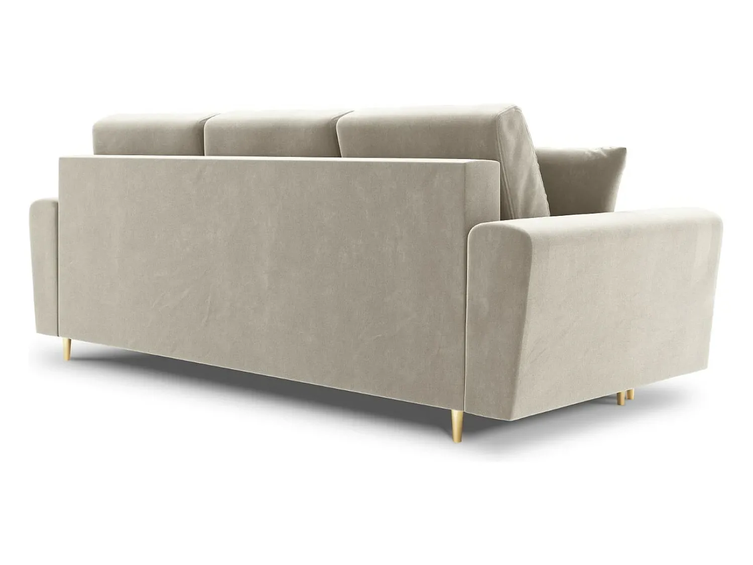 Sofá*Cosmopolitan Design - Sofá-cama com compartimento de arrumação "Kyoto" 3 lugares em veludo claro - 235x100x88cm Bege