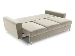 Sofá*Cosmopolitan Design - Sofá-cama com compartimento de arrumação "Kyoto" 3 lugares em veludo claro - 235x100x88cm Bege