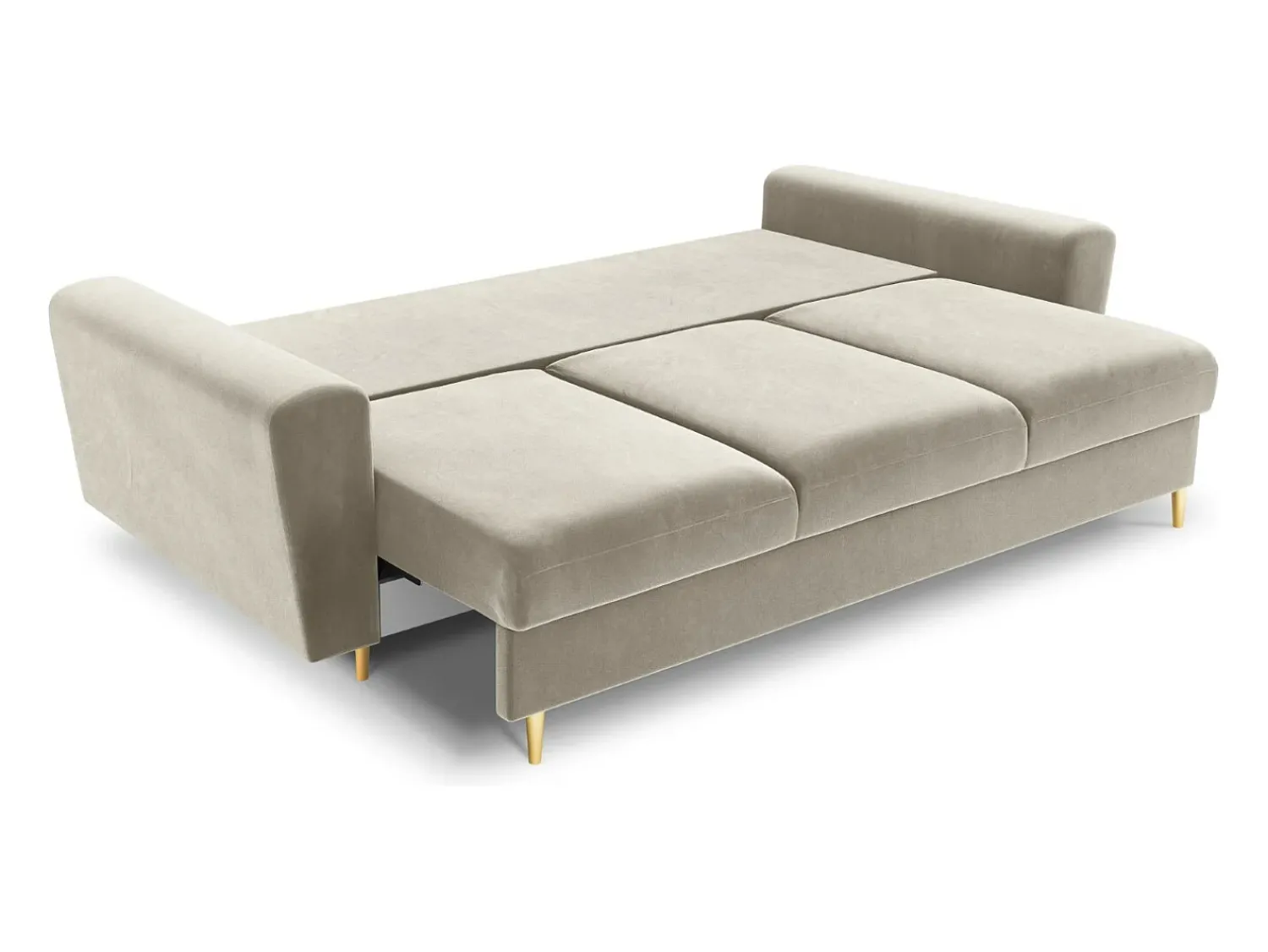 Sofá*Cosmopolitan Design - Sofá-cama com compartimento de arrumação "Kyoto" 3 lugares em veludo claro - 235x100x88cm Bege