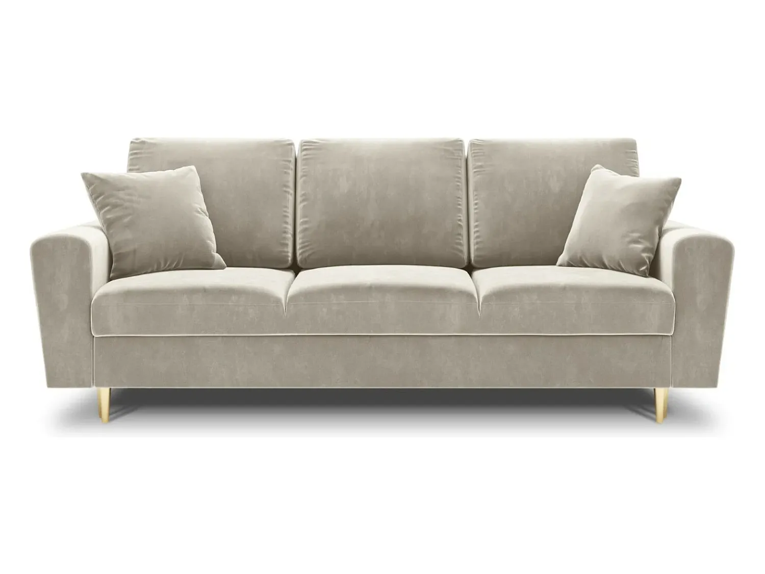 Sofá*Cosmopolitan Design - Sofá-cama com compartimento de arrumação "Kyoto" 3 lugares em veludo claro - 235x100x88cm Bege