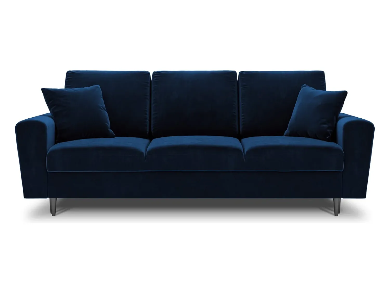 Sofá|Cosmopolitan Design - Sofá-cama com compartimento de arrumação "Kyoto" 3 lugares em veludo azul real - 235x100x88cm Azul escuro