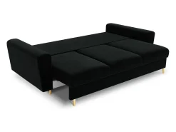 Sofá*Cosmopolitan Design - Sofá-cama com compartimento de arrumação "Kyoto" 3 lugares em veludo - 235x100x88cm Preto