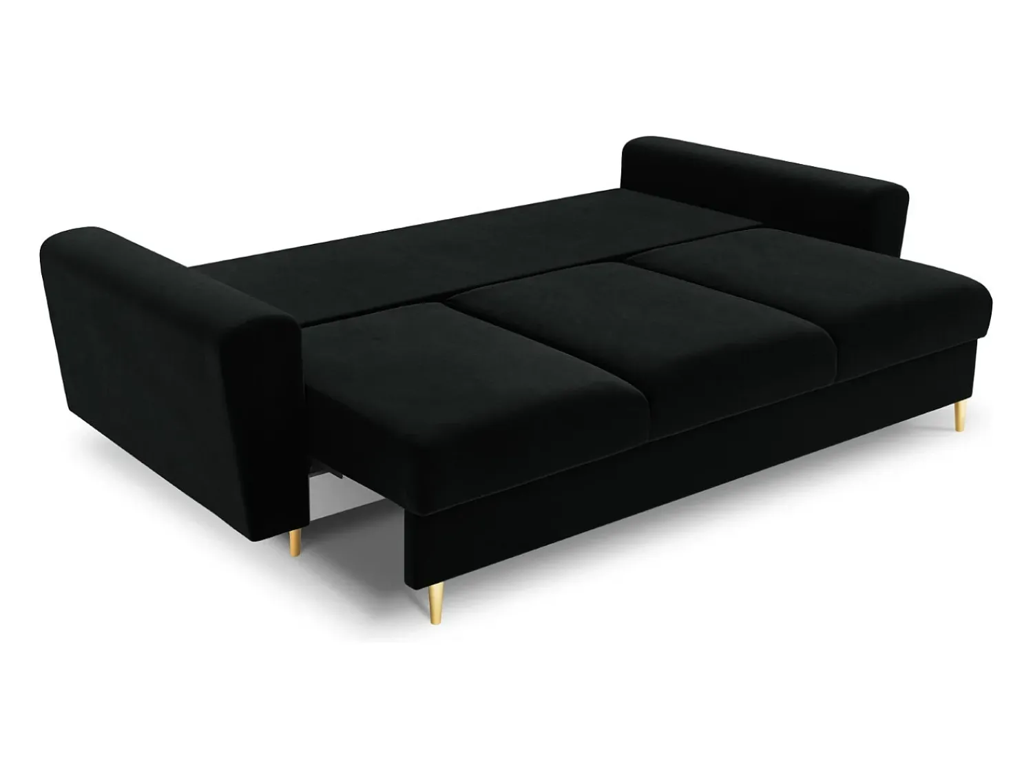 Sofá*Cosmopolitan Design - Sofá-cama com compartimento de arrumação "Kyoto" 3 lugares em veludo - 235x100x88cm Preto