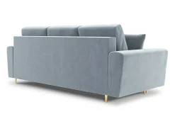 Outlet Cosmopolitan Design - Sofá-cama com compartimento de arrumação "Kyoto" 3 lugares em veludo - 235x100x88cm Azul claro