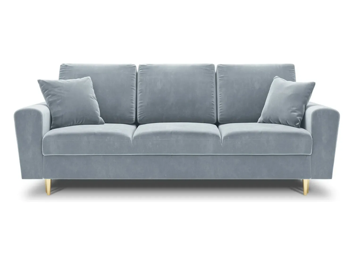 Outlet Cosmopolitan Design - Sofá-cama com compartimento de arrumação "Kyoto" 3 lugares em veludo - 235x100x88cm Azul claro