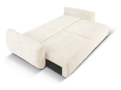 Cosmopolitan Design - Sofá-cama com compartimento de arrumação "Matera" 3 lugares em tecido chenille claro - 240x108x86cm^ Sofá