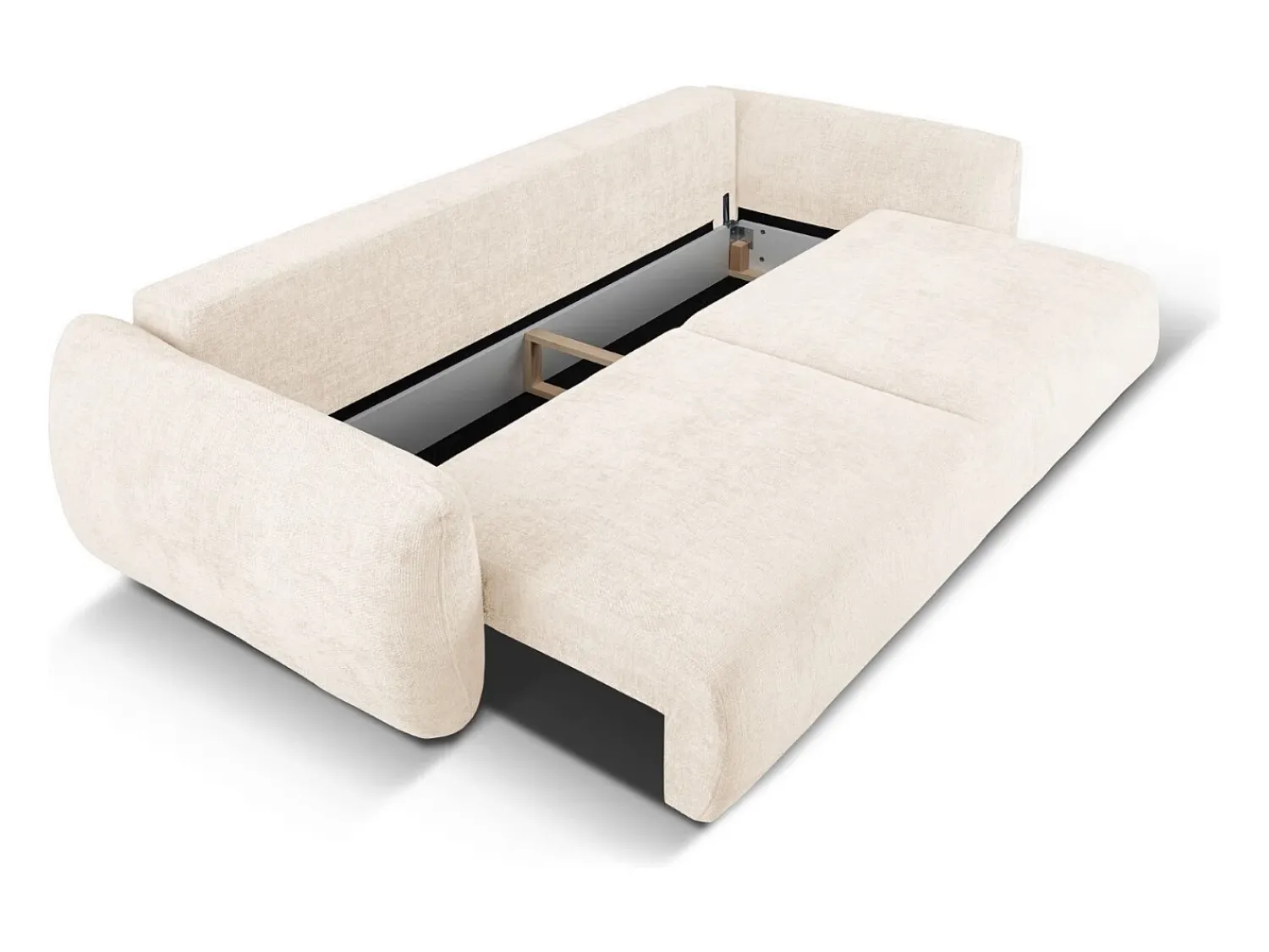 Cosmopolitan Design - Sofá-cama com compartimento de arrumação "Matera" 3 lugares em tecido chenille claro - 240x108x86cm^ Sofá
