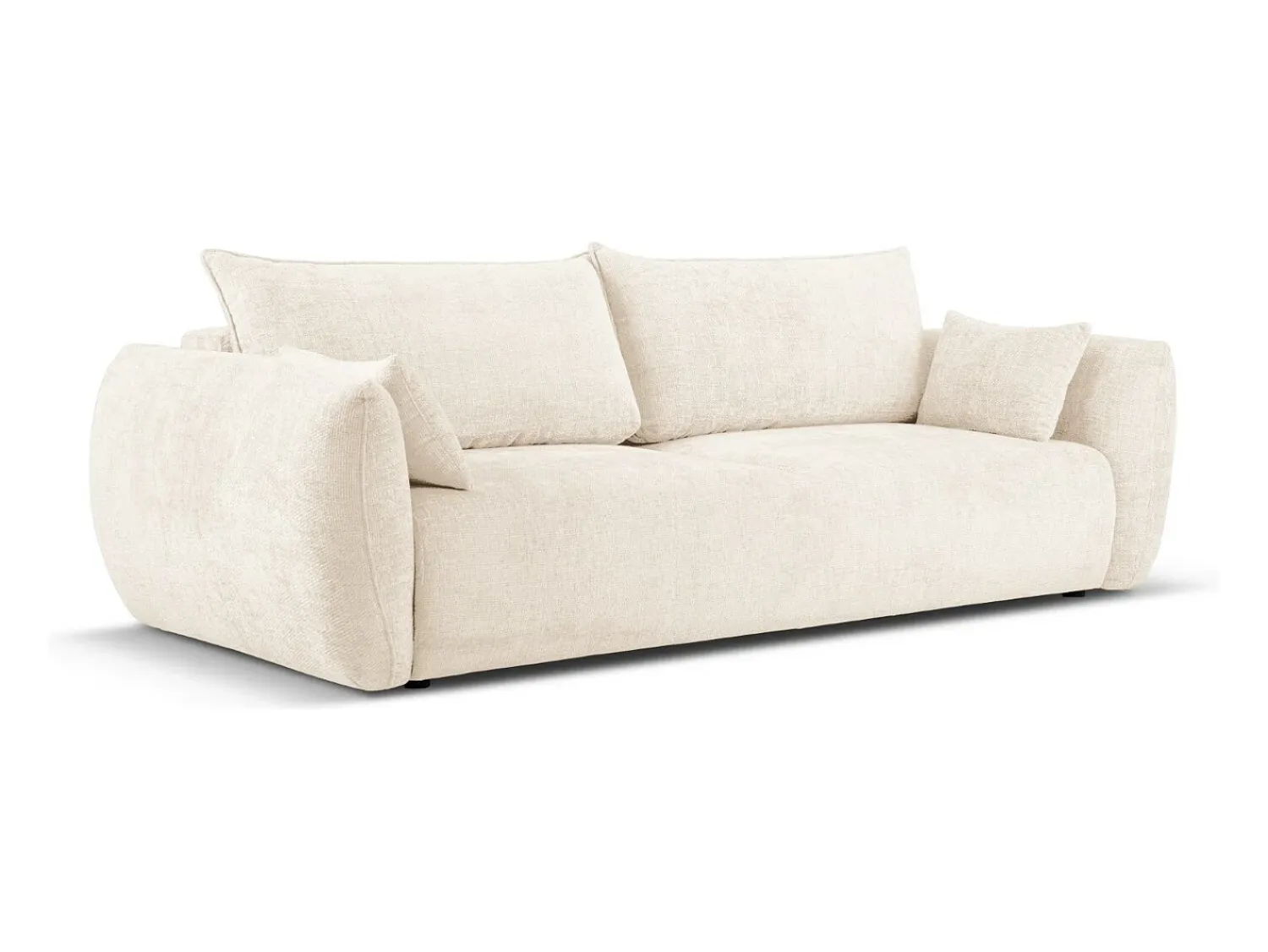 Cosmopolitan Design - Sofá-cama com compartimento de arrumação "Matera" 3 lugares em tecido chenille claro - 240x108x86cm^ Sofá
