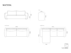 Sofá|Cosmopolitan Design - Sofá-cama com compartimento de arrumação "Matera" 3 lugares em tecido chenille - 240x108x86cm Preto