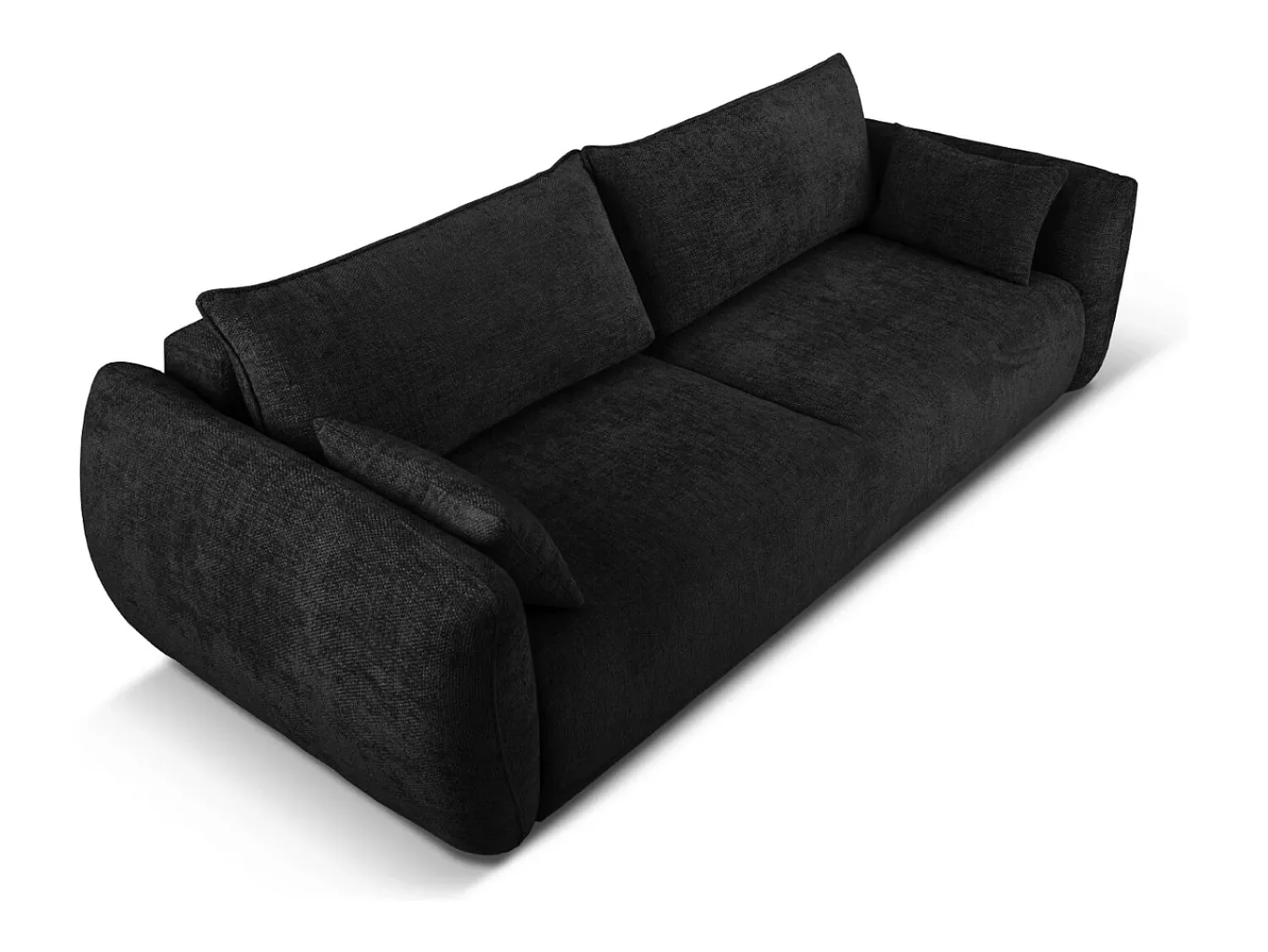 Sofá|Cosmopolitan Design - Sofá-cama com compartimento de arrumação "Matera" 3 lugares em tecido chenille - 240x108x86cm Preto
