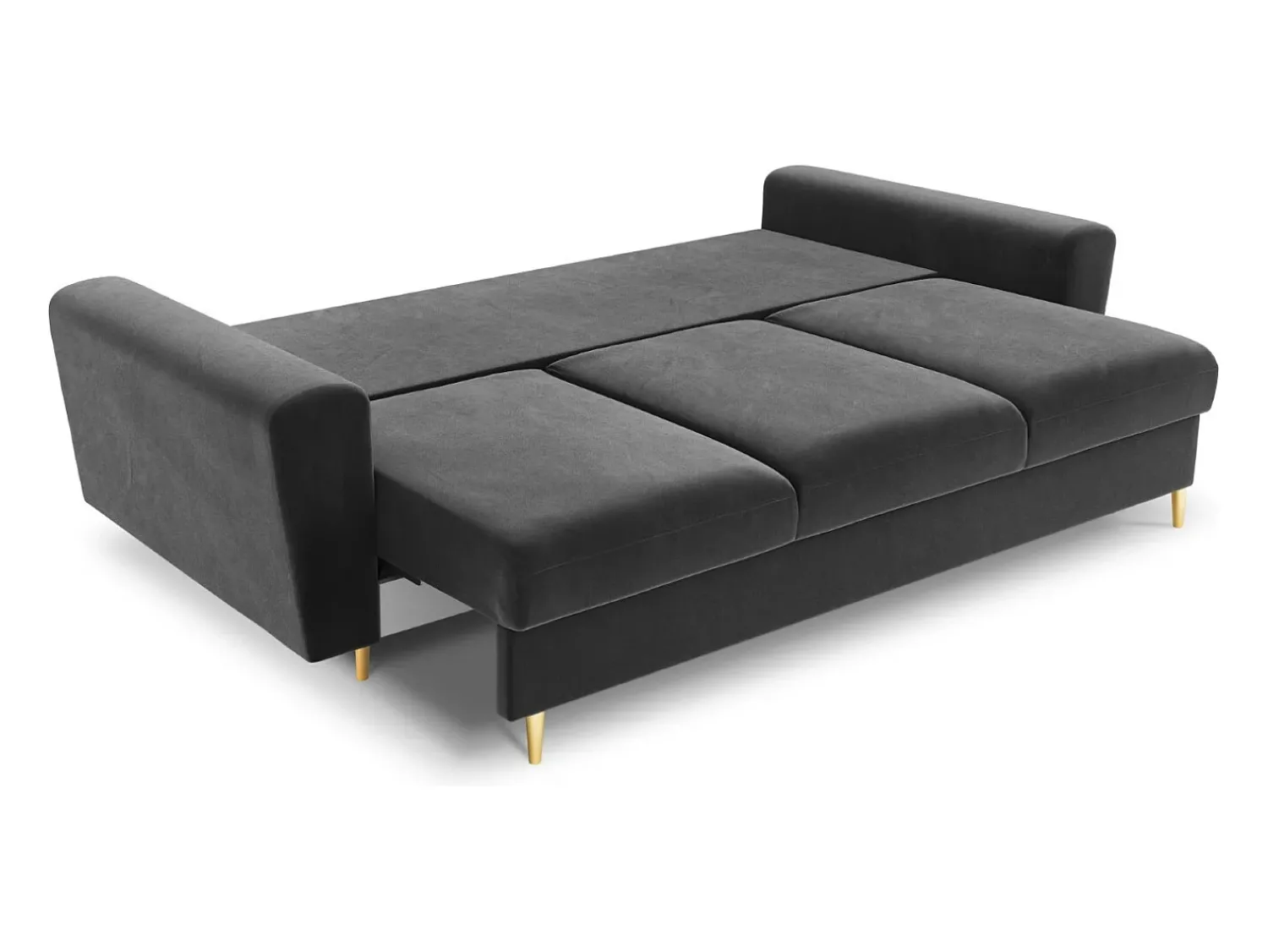 Sofá*Cosmopolitan Design - Sofá-cama com compartimento de arrumação "Kyoto" 3 lugares em veludo cinza claro - 235x100x88cm Cinzento claro