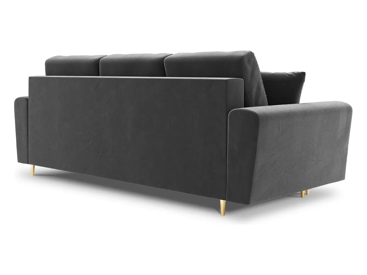 Sofá*Cosmopolitan Design - Sofá-cama com compartimento de arrumação "Kyoto" 3 lugares em veludo cinza claro - 235x100x88cm Cinzento claro