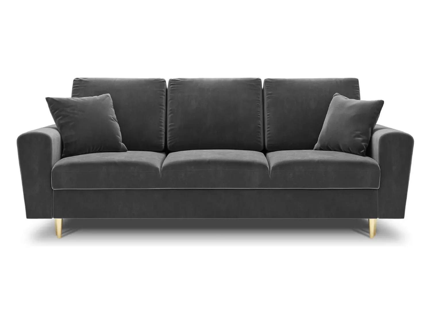 Sofá*Cosmopolitan Design - Sofá-cama com compartimento de arrumação "Kyoto" 3 lugares em veludo cinza claro - 235x100x88cm Cinzento claro