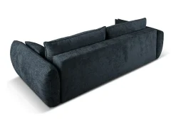 Sofá*Cosmopolitan Design - Sofá-cama com compartimento de arrumação "Matera" 3 lugares em tecido chenille azul real - 240x108x86cm Azul escuro