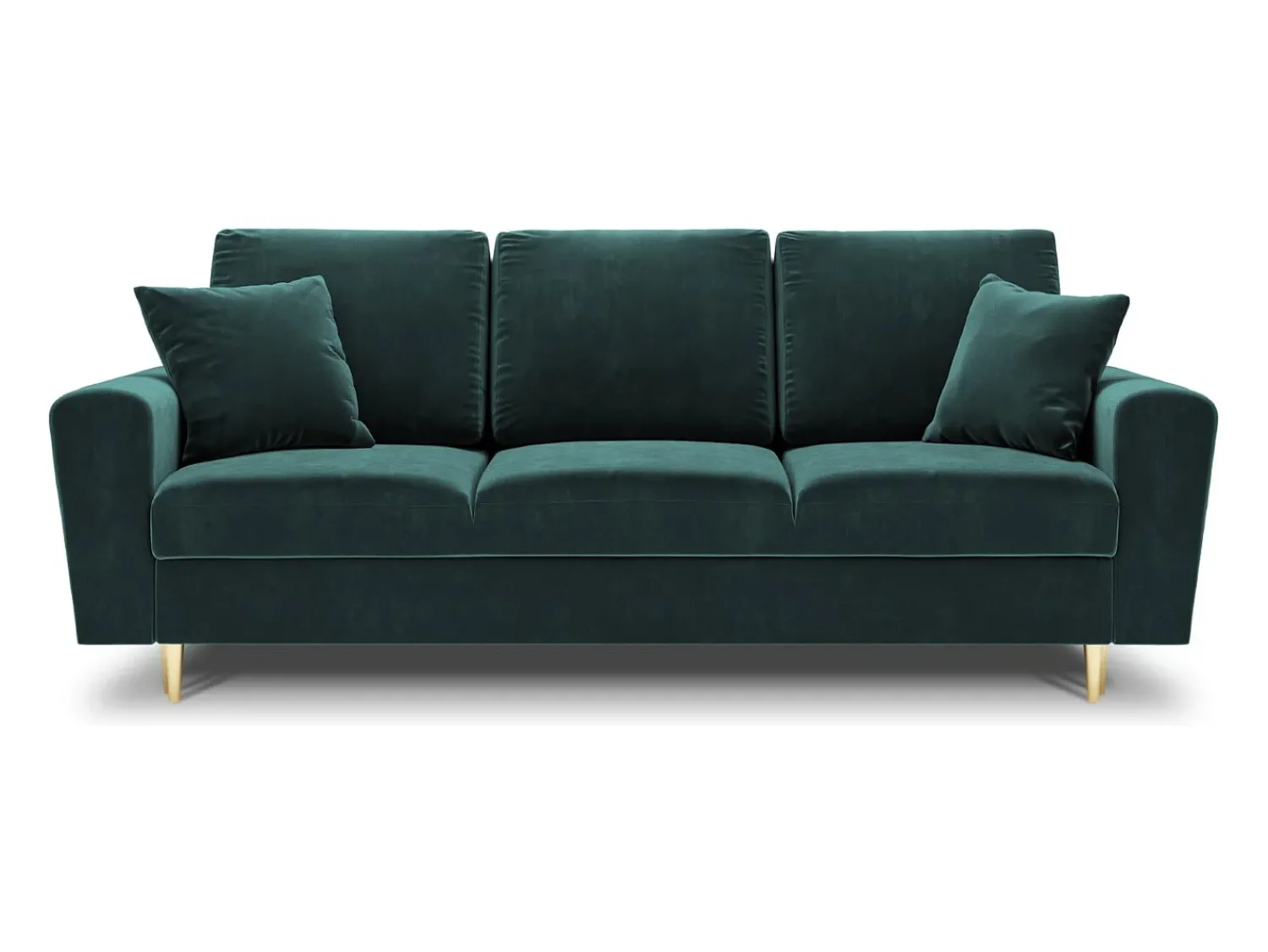 Sofá|Cosmopolitan Design - Sofá-cama com compartimento de arrumação "Kyoto" 3 lugares em veludo petróleo - 235x100x88cm Verde esmeralda