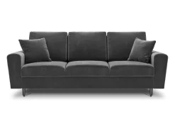 Sofá|Cosmopolitan Design - Sofá-cama com compartimento de arrumação "Kyoto" 3 lugares em veludo cinza claro - 235x100x88cm Cinzento claro