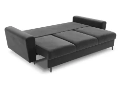 Sofá|Cosmopolitan Design - Sofá-cama com compartimento de arrumação "Kyoto" 3 lugares em veludo cinza claro - 235x100x88cm Cinzento claro