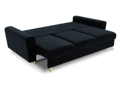 Sale Cosmopolitan Design - Sofá-cama com compartimento de arrumação "Kyoto" 3 lugares em veludo - 235x100x88cm Azul escuro