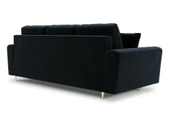 Sale Cosmopolitan Design - Sofá-cama com compartimento de arrumação "Kyoto" 3 lugares em veludo - 235x100x88cm Azul escuro