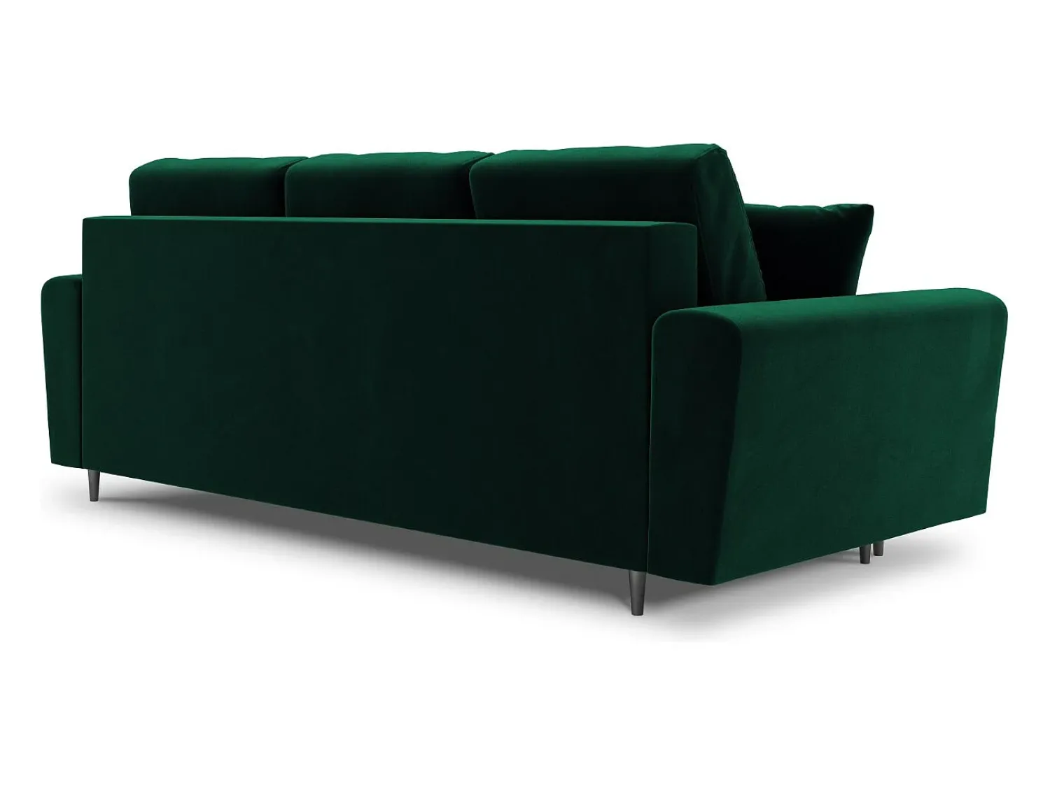 Online Cosmopolitan Design - Sofá-cama com compartimento de arrumação "Kyoto" 3 lugares em veludo verde garrafa - 235x100x88cm Verde pinho
