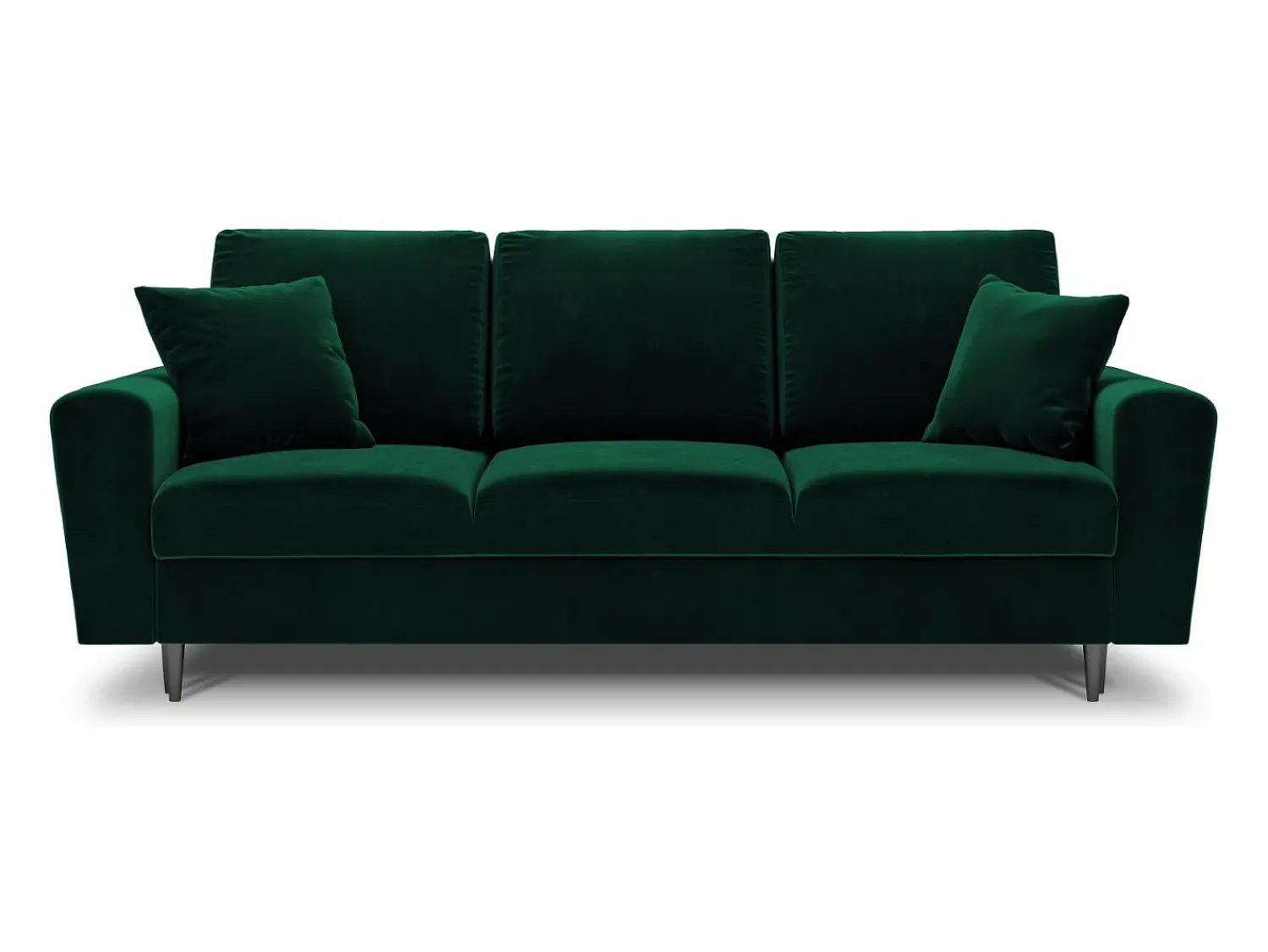 Online Cosmopolitan Design - Sofá-cama com compartimento de arrumação "Kyoto" 3 lugares em veludo verde garrafa - 235x100x88cm Verde pinho