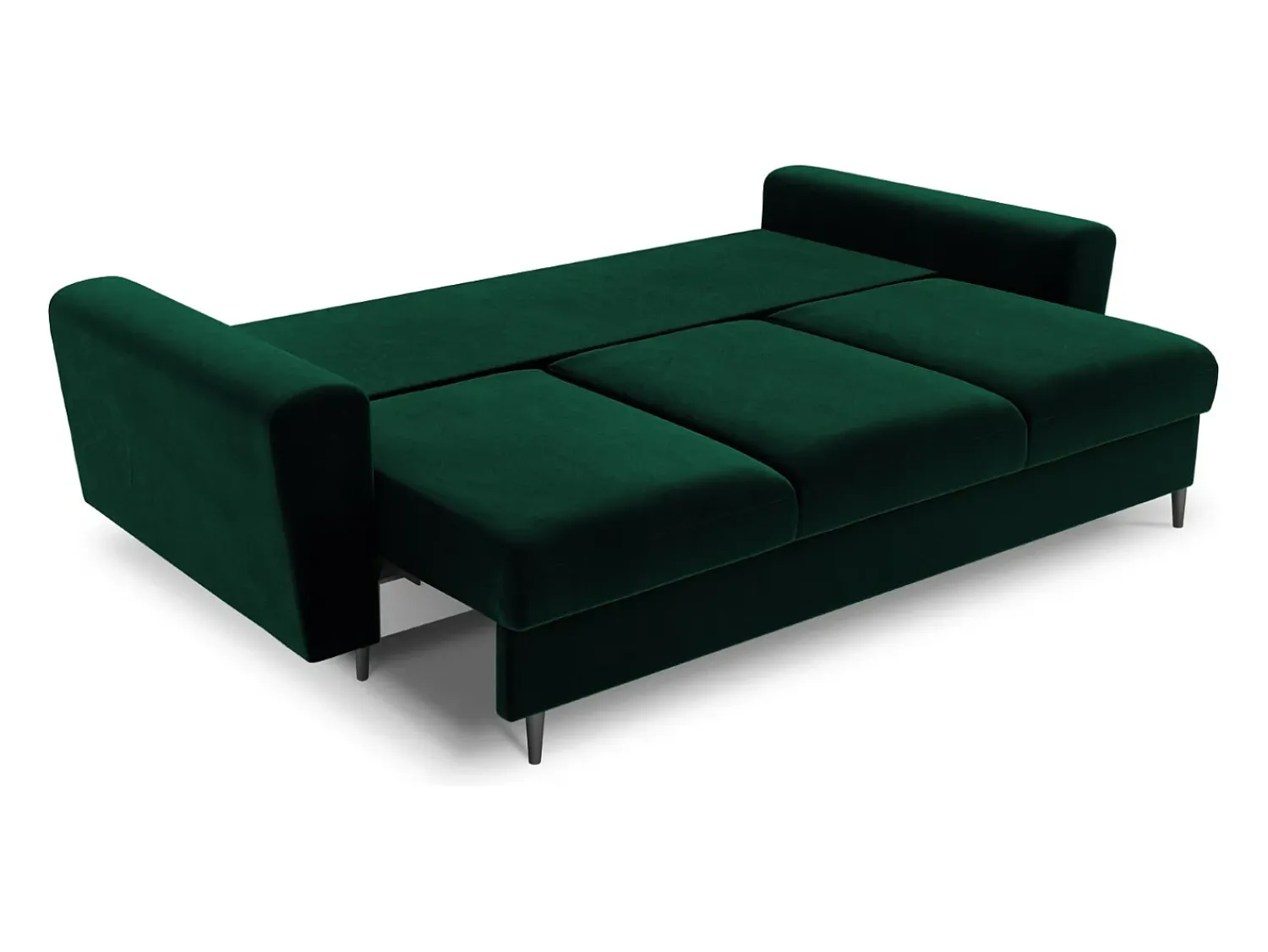 Online Cosmopolitan Design - Sofá-cama com compartimento de arrumação "Kyoto" 3 lugares em veludo verde garrafa - 235x100x88cm Verde pinho