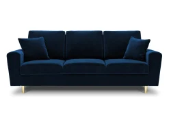 Sofá*Cosmopolitan Design - Sofá-cama com compartimento de arrumação "Kyoto" 3 lugares em veludo azul real - 235x100x88cm Azul escuro